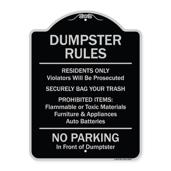Designer Series-Residents Only Violators Prosecuted Bag Your Trash No Parking